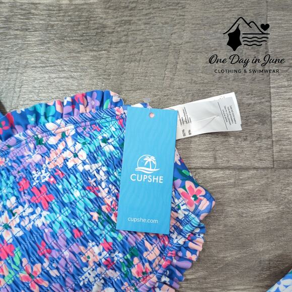 Cupshe Tie Back Smocked Bikini Swimsuit Size L - Picture 4 of 7